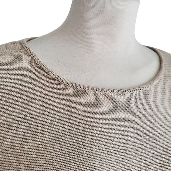 MICHAEL KORS NWT Gold Back Zipper Long Tunic Sweater Top Oatmeal Heather Color M - Picture 3 of 14